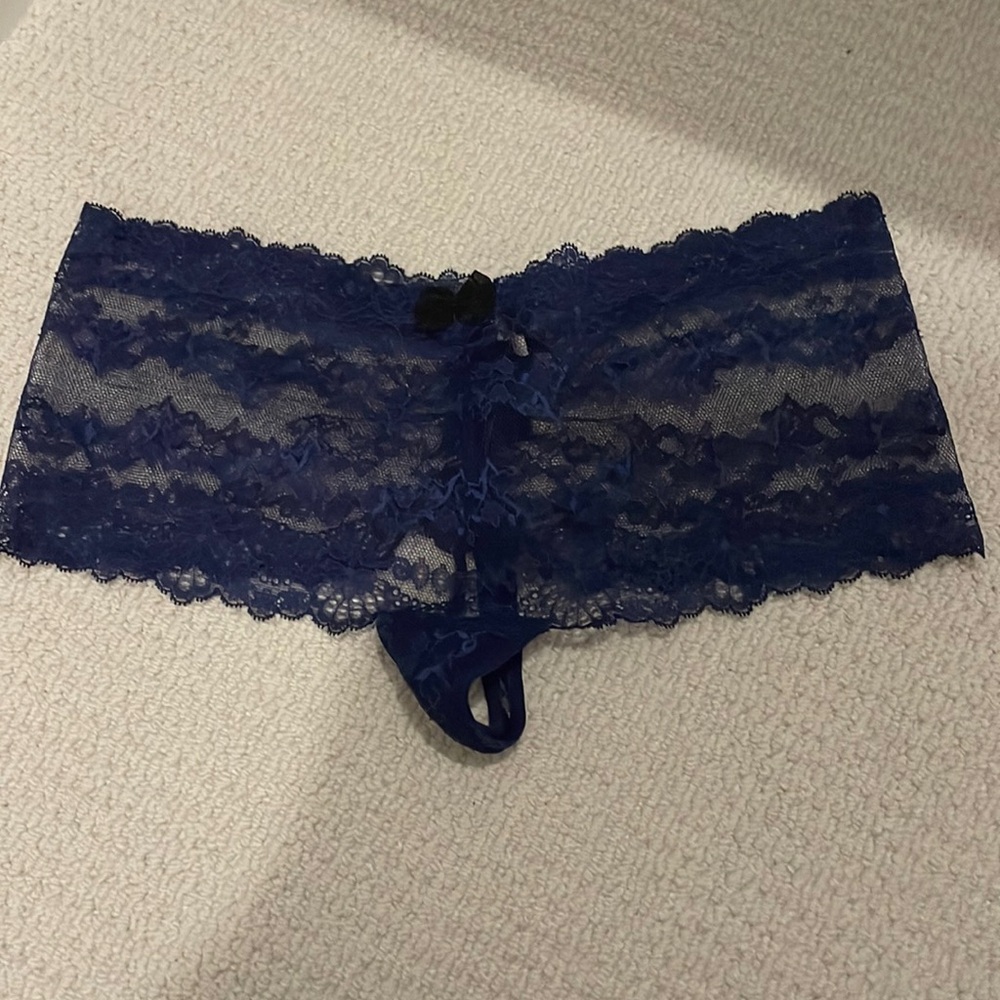Myla London navy lace lingerie panty with bows
